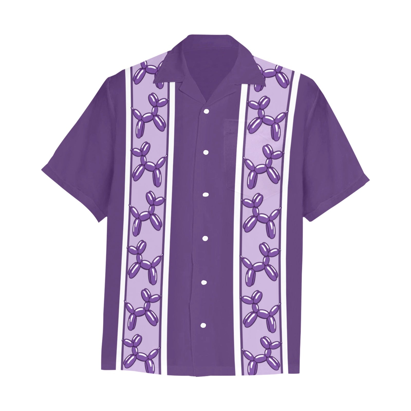 Purple Hawaiian Shirt with Chest Pocket