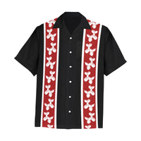 Red & Black Hawaiian Shirt with Chest Pocket