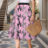 Retro Dogs Elastic Waist Pocket Midi Skirt