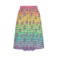 Retro Rainbow Elastic Waist Pocket Midi Skirt