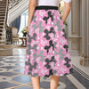 Retro Dogs Elastic Waist Pocket Midi Skirt