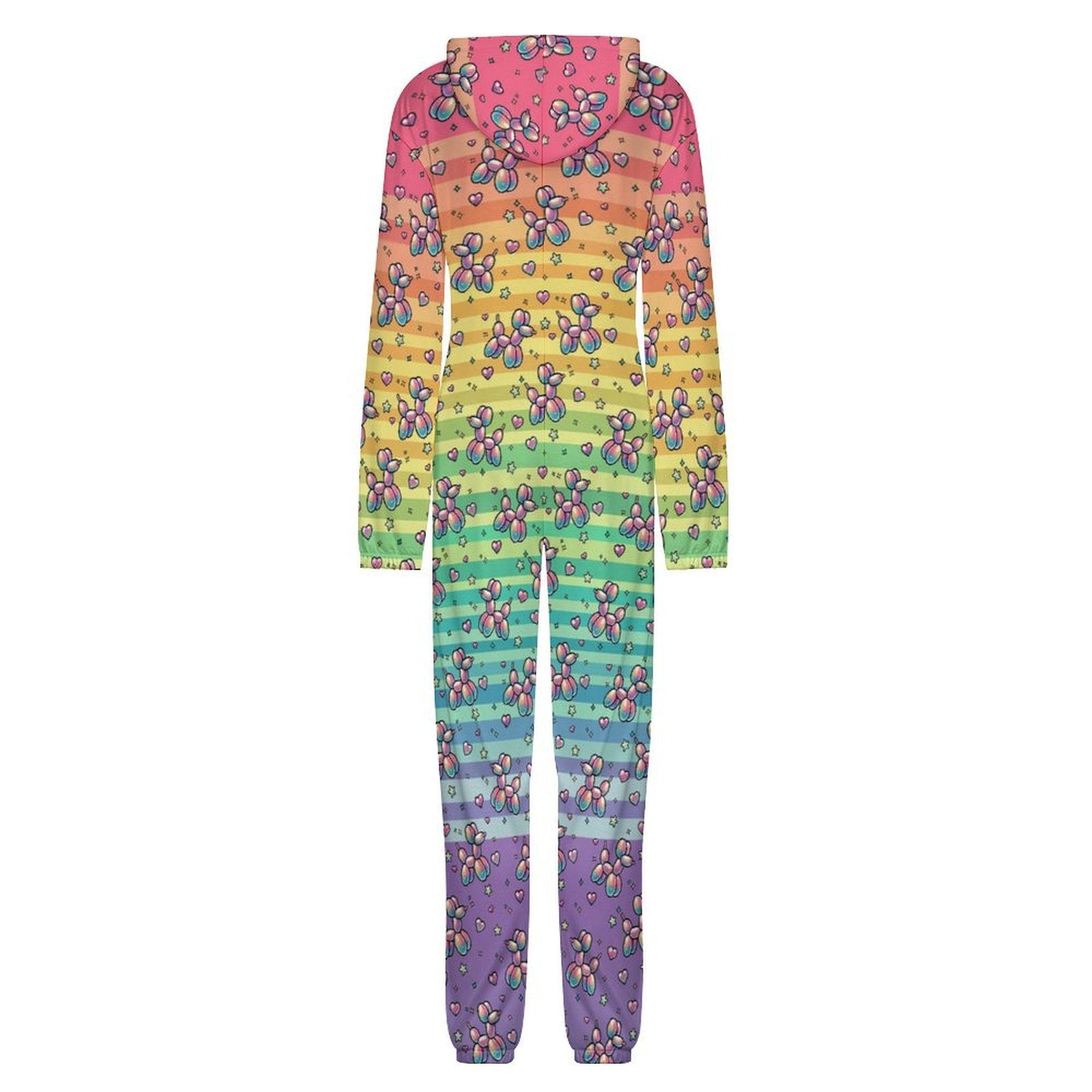 Retro Rainbow Hooded Pajama Onesie