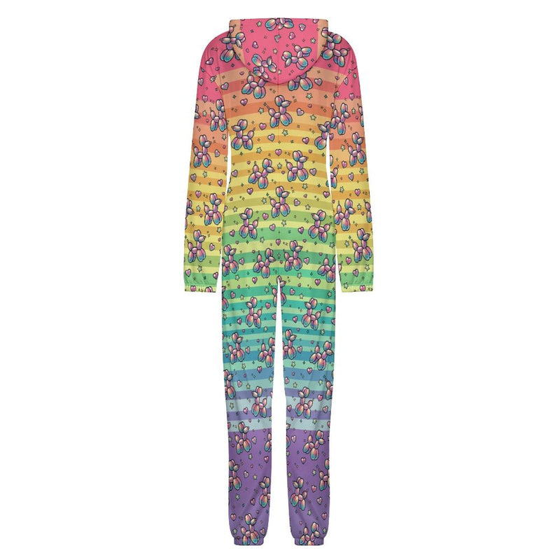 Retro Rainbow Hooded Pajama Onesie