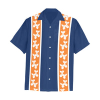 Blue & Orange Hawaiian Shirt with Chest Pocket