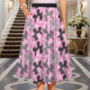 Retro Dogs Elastic Waist Pocket Midi Skirt