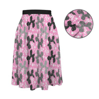 Retro Dogs Elastic Waist Pocket Midi Skirt