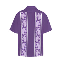 Purple Hawaiian Shirt with Chest Pocket