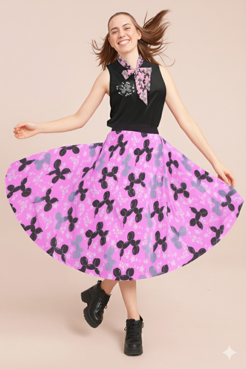Retro Balloon Dog Tie-Neck Sleeveless Top