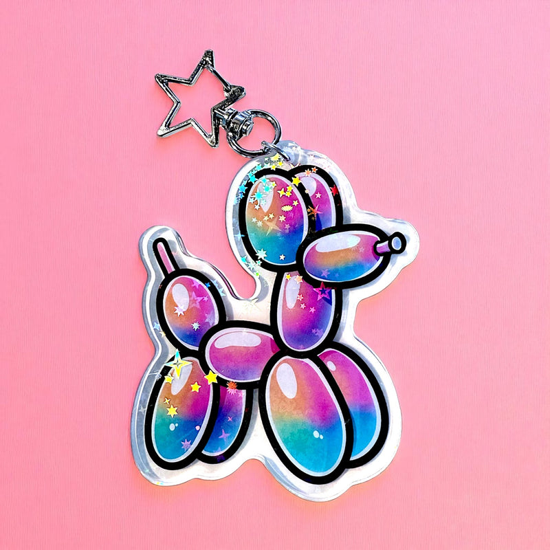 Rainbow Balloon Dog Acrylic Keychain