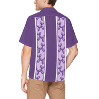 Purple Hawaiian Shirt with Chest Pocket