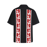 Red & Black Hawaiian Shirt with Chest Pocket