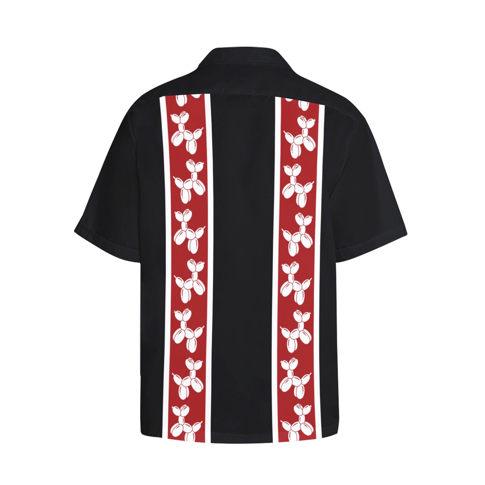 Red & Black Hawaiian Shirt with Chest Pocket