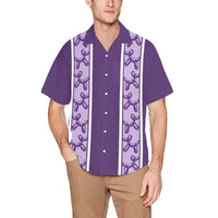 Purple Hawaiian Shirt with Chest Pocket