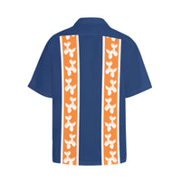 Blue & Orange Hawaiian Shirt with Chest Pocket