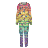 Retro Rainbow Hooded Pajama Onesie