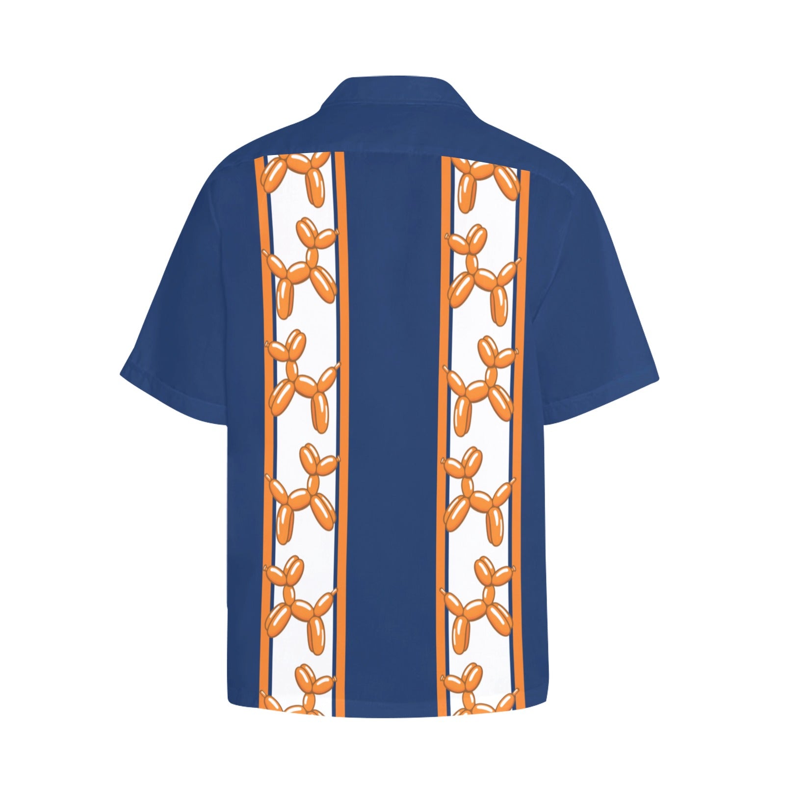 Blue & Orange Hawaiian Shirt with Chest Pocket