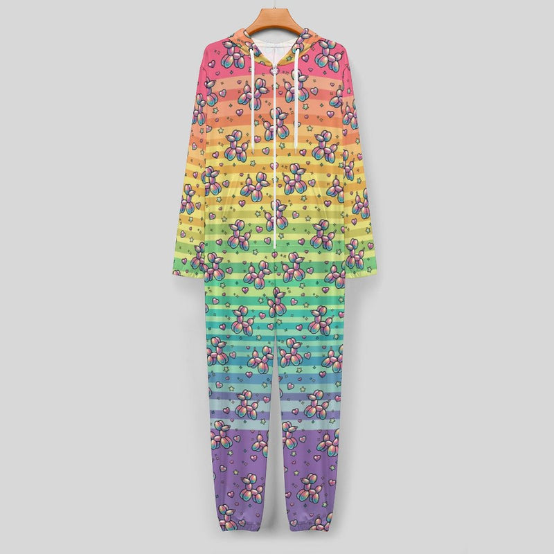 Retro Rainbow Hooded Pajama Onesie