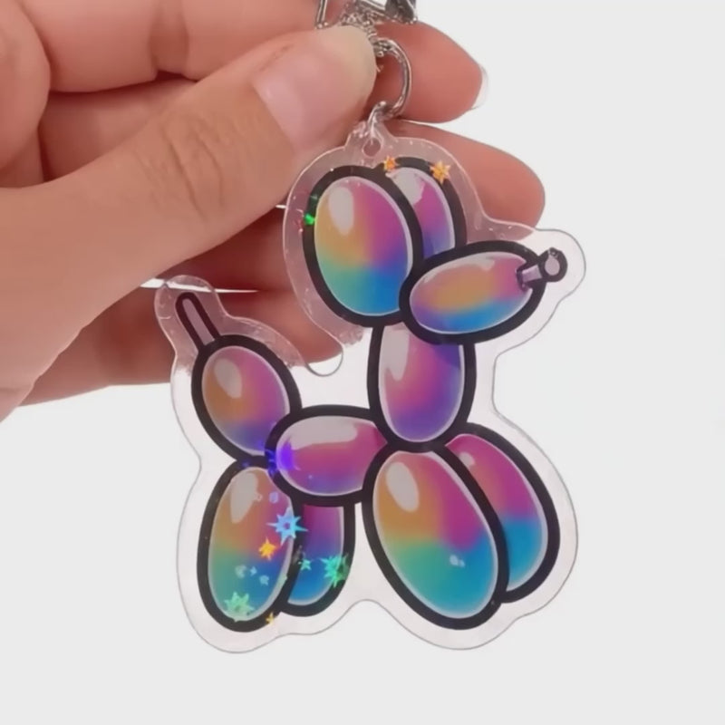Rainbow Balloon Dog Acrylic Keychain