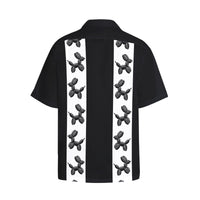 Men's Black & White Hawaiian Shirt with Chest Pocket