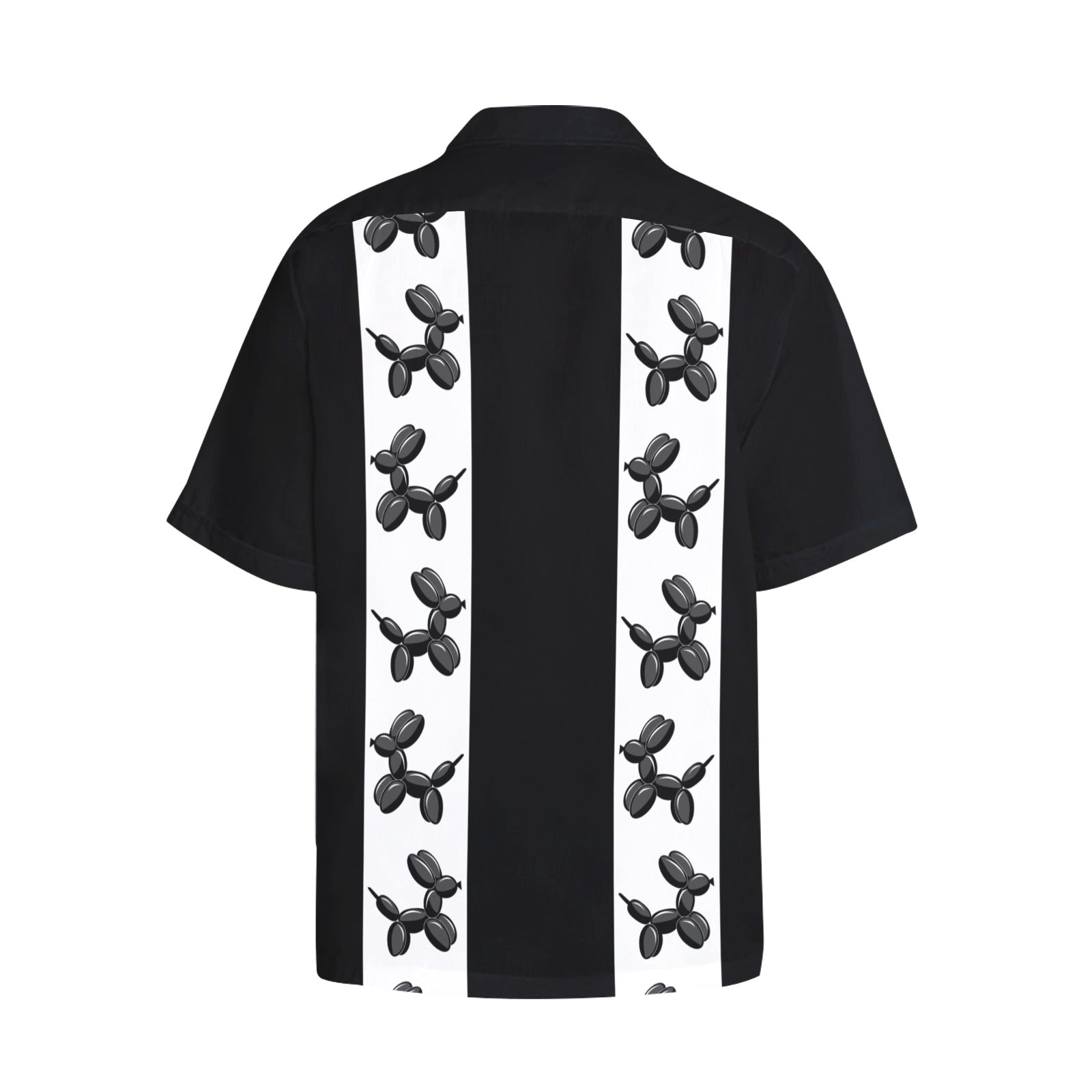 Men's Black & White Hawaiian Shirt with Chest Pocket