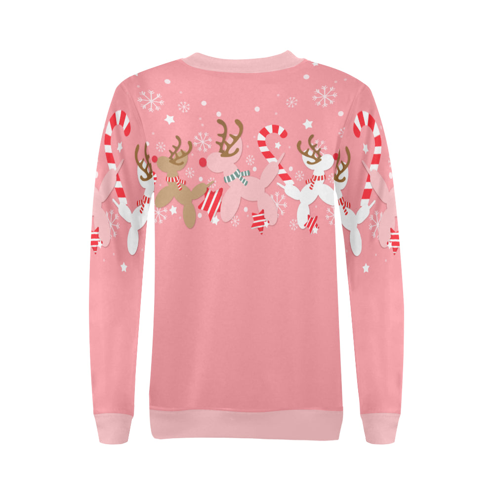Pink Reindeer Balloon Dog Sweatshirt