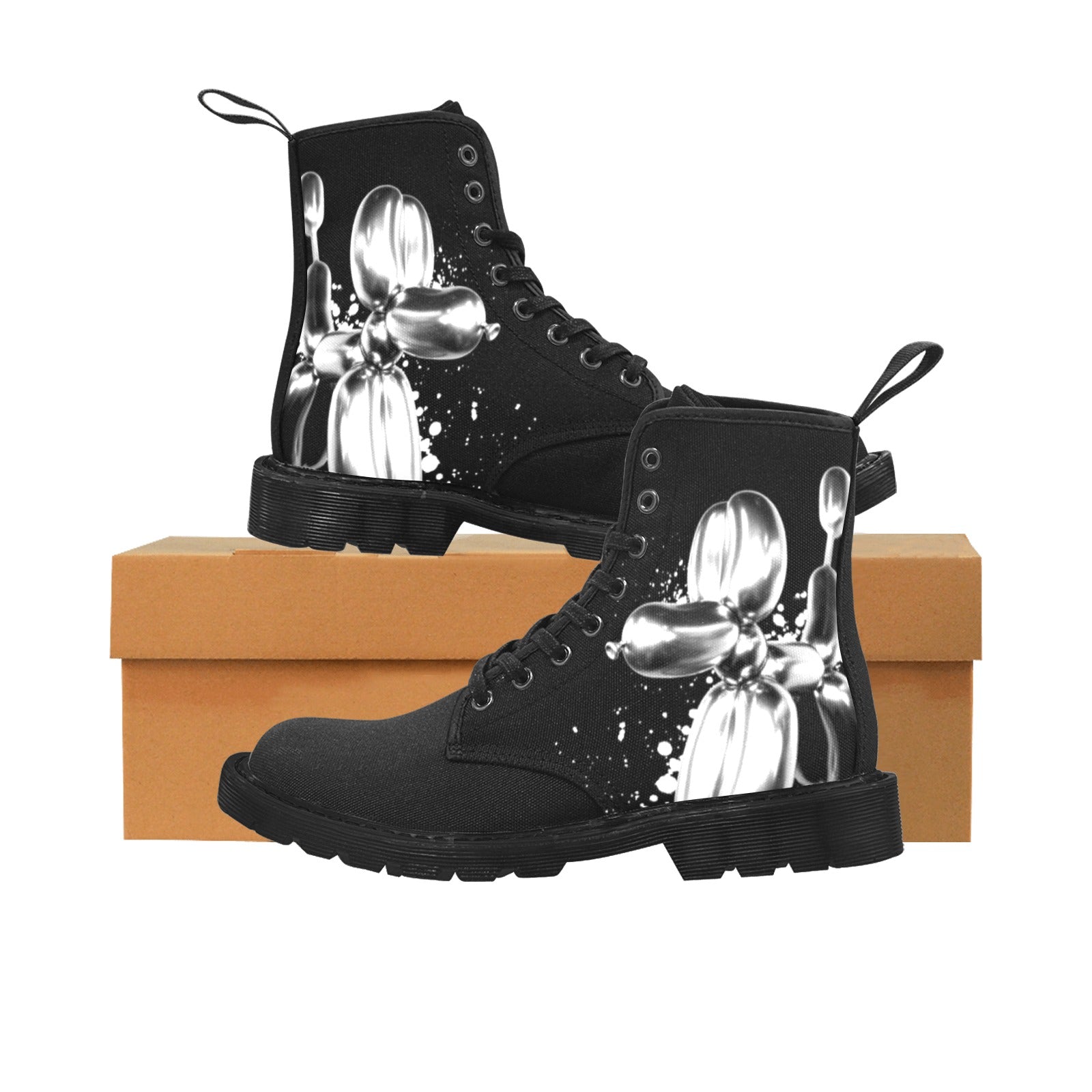 Reflections Balloon Dog Martin Boots for Women (Black) (Model 1203H)