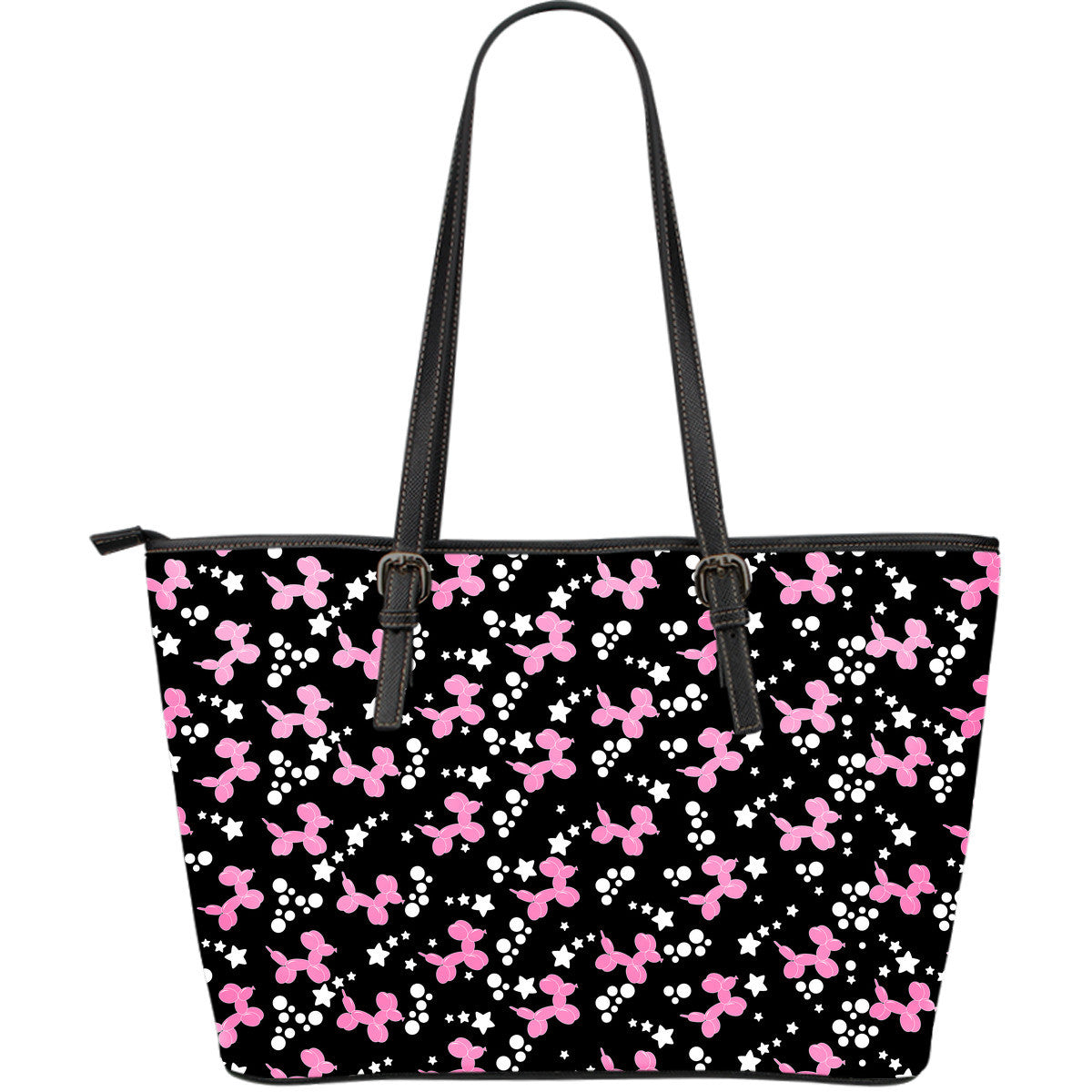 Pink Dogs Large Leather Tote Bag