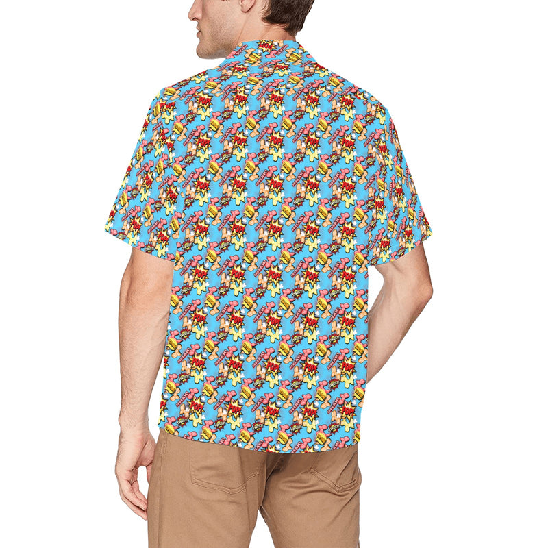 Comic Dogs Hawaiian Shirt with Chest Pocket