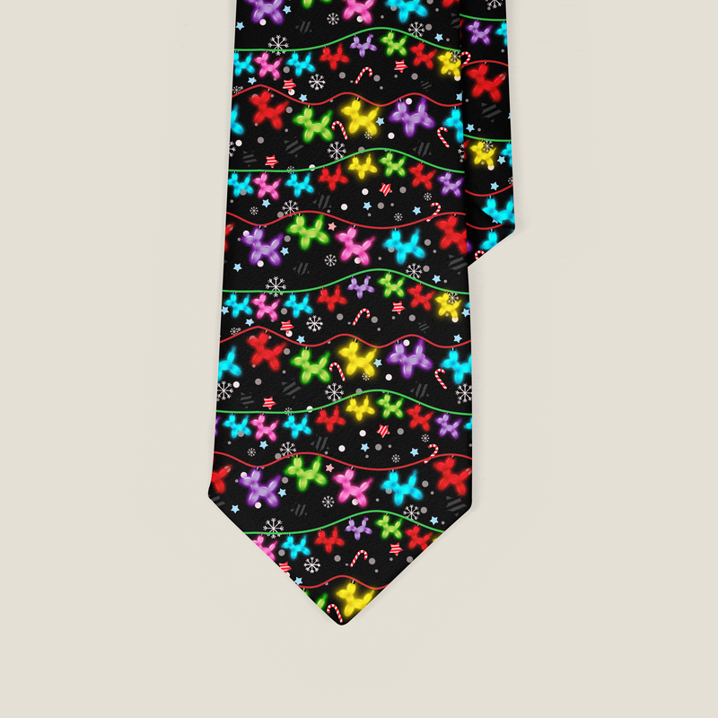Balloon Dog Christmas Lights Necktie
