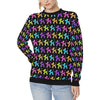 Color Pop Balloon Dog Women's Rib Cuff Crew Neck Sweatshirt