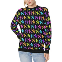 Color Pop Balloon Dog Women's Rib Cuff Crew Neck Sweatshirt