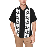 Men's Black & White Hawaiian Shirt with Chest Pocket