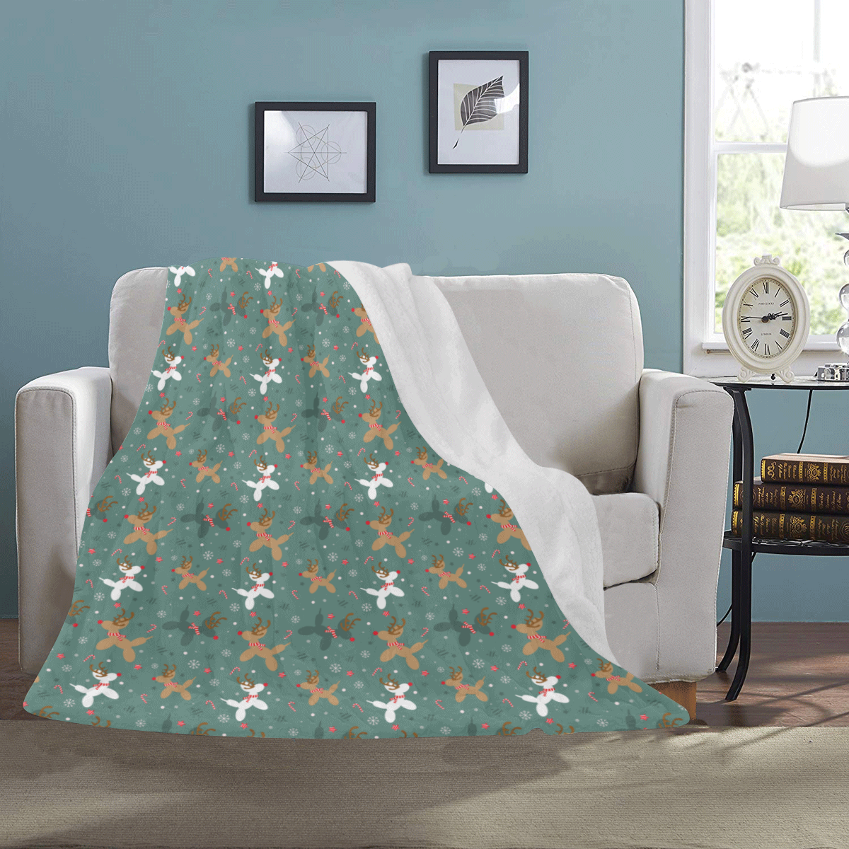 Reindeer Balloon Dogs Micro Fleece Blanket