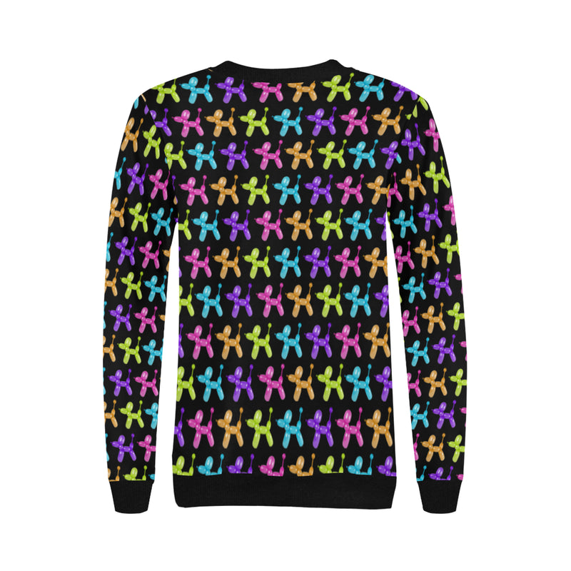 Color Pop Balloon Dog Women's Rib Cuff Crew Neck Sweatshirt