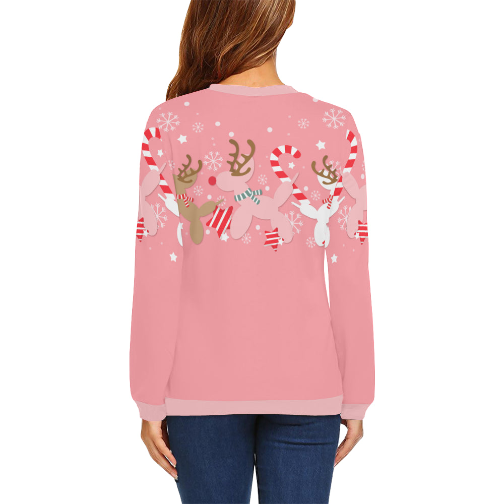 Pink Reindeer Balloon Dog Sweatshirt
