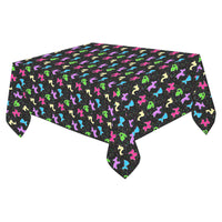 Classic on Black Cotton Linen Tablecloth 52"x 70"