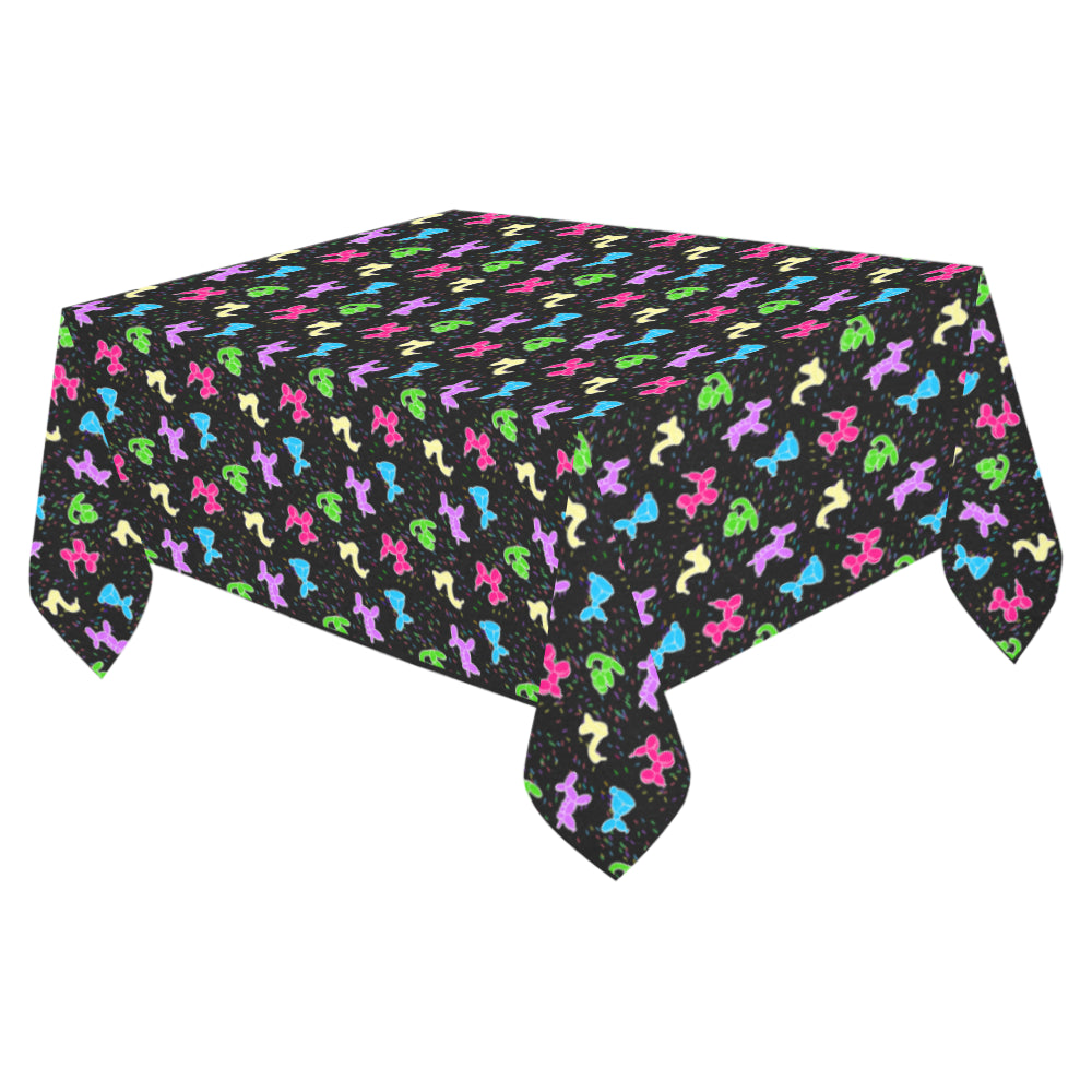 Classic on Black Cotton Linen Tablecloth 52"x 70"