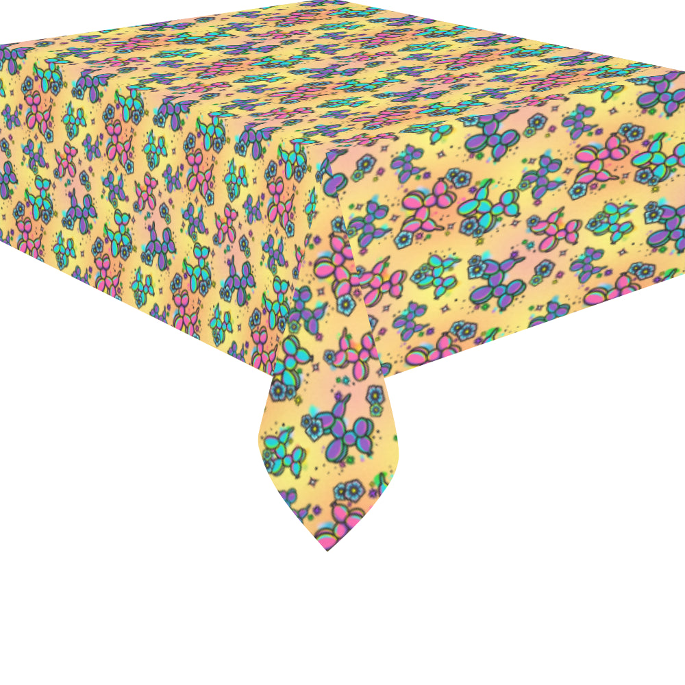 Graffiti Dogs Yellow Cotton Linen Tablecloth 52"x 70"