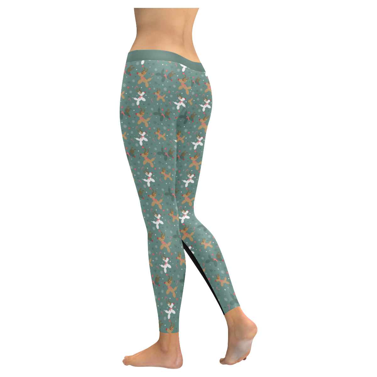 Green Reindeer Balloon Dog Leggings