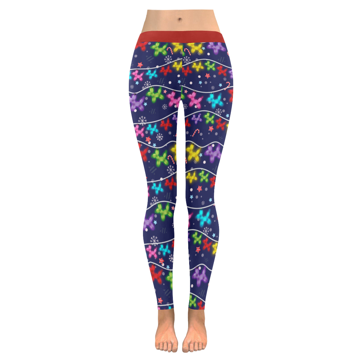 Balloon Dog Christmas Lights Leggings