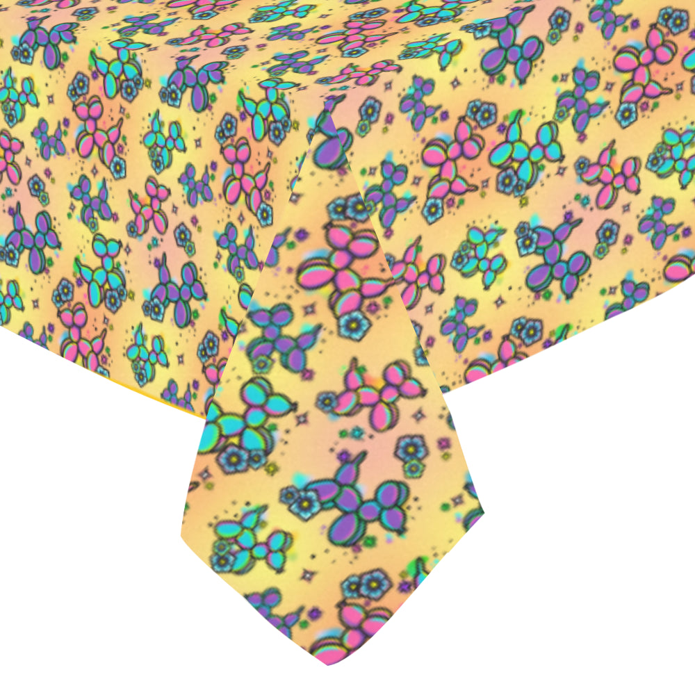 Graffiti Dogs Yellow Cotton Linen Tablecloth 52"x 70"
