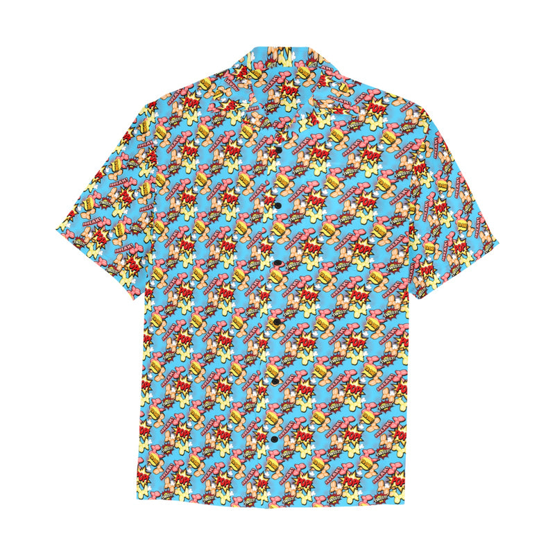 Comic Dogs Hawaiian Shirt with Chest Pocket