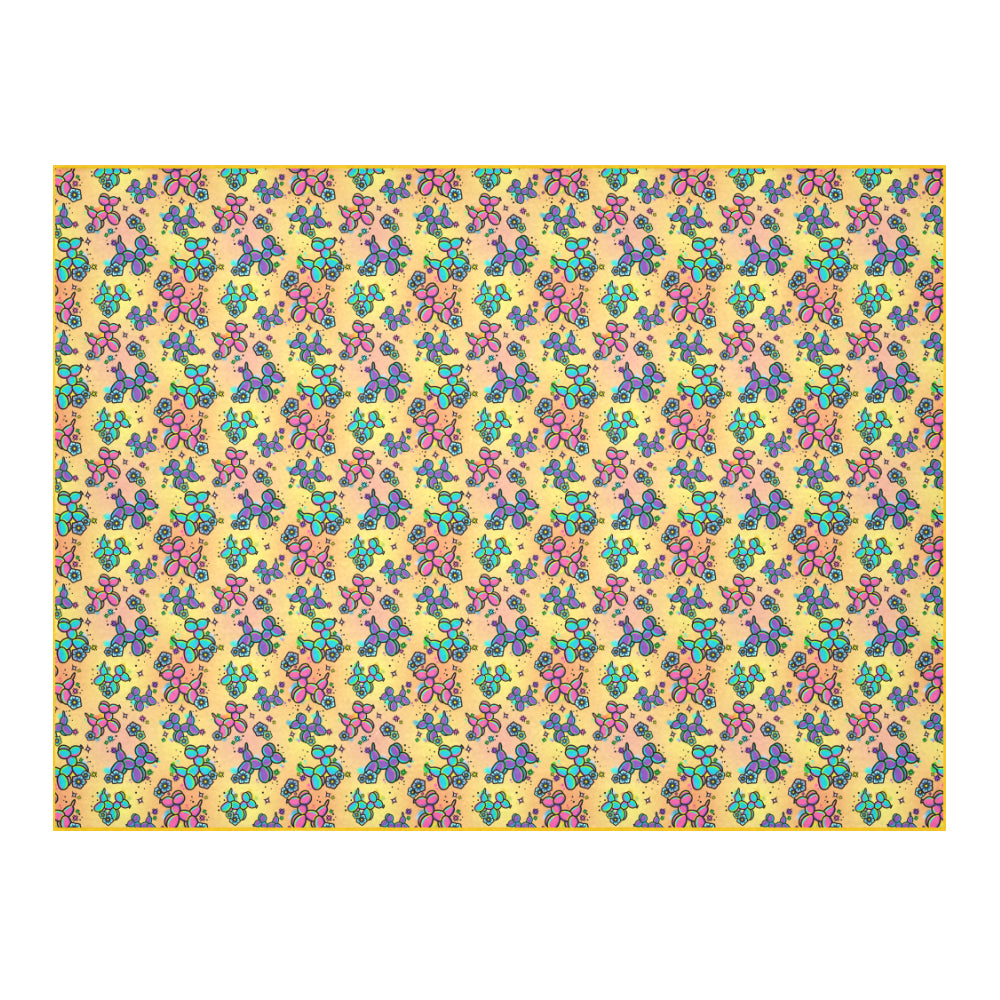 Graffiti Dogs Yellow Cotton Linen Tablecloth 52"x 70"