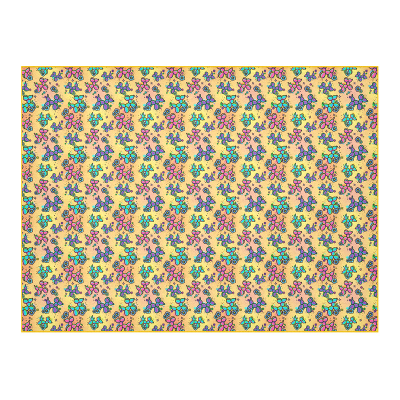 Graffiti Dogs Yellow Cotton Linen Tablecloth 52"x 70"