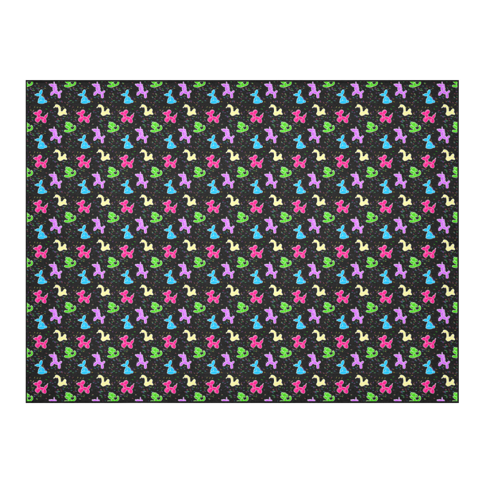 Classic on Black Cotton Linen Tablecloth 52"x 70"