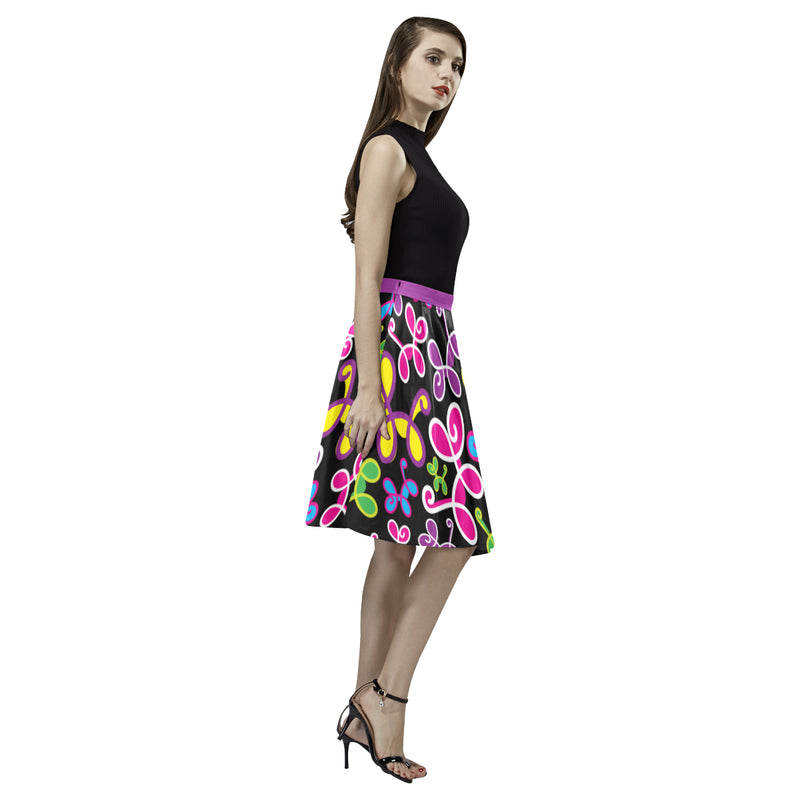 Swirly Pups Pleated Midi Skirt