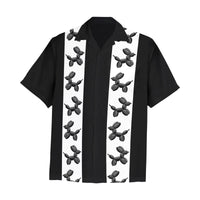 Men's Black & White Hawaiian Shirt with Chest Pocket