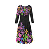 swirly dress black Elbow Sleeve Ice Skater Dress (D20)