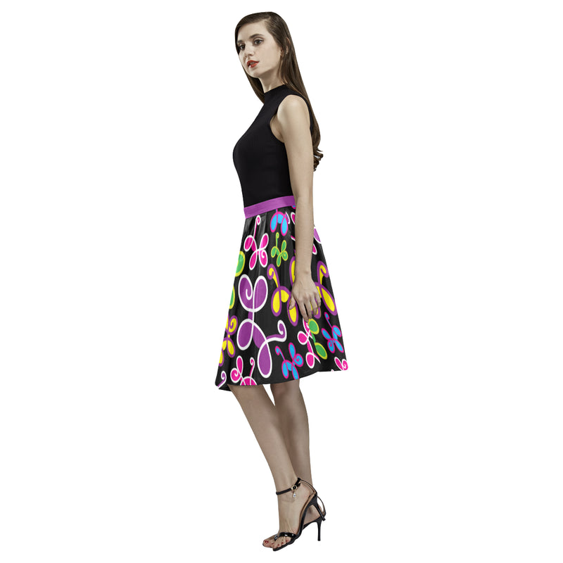 Swirly Pups Pleated Midi Skirt