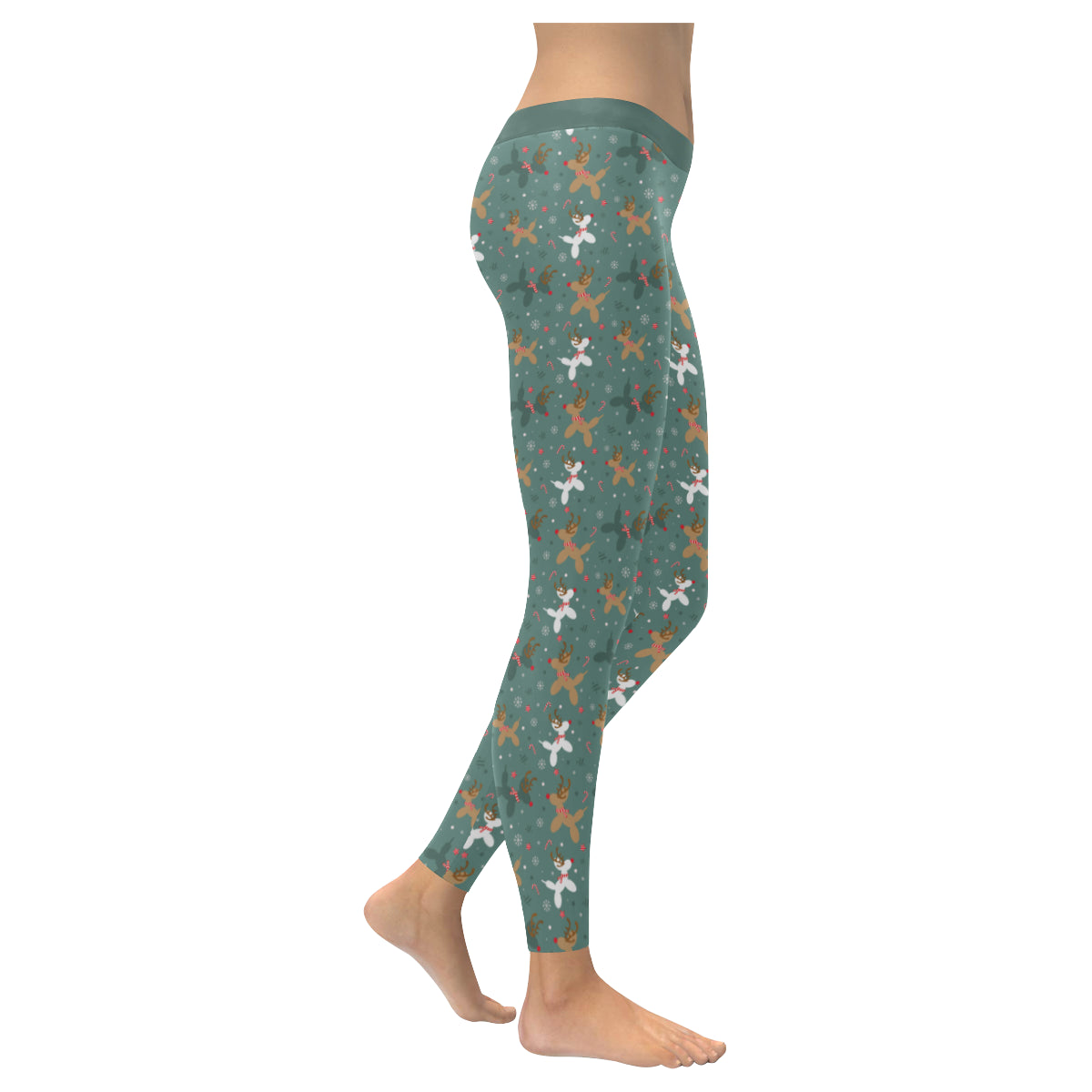 Green Reindeer Balloon Dog Leggings